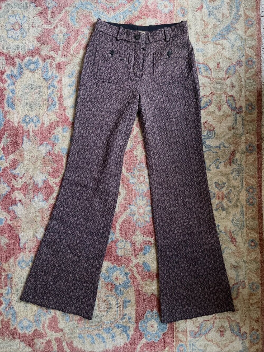 Roberto Cavalli Geometric Jacquard Wide Leg Pants IT 42 Tall 36" inseam